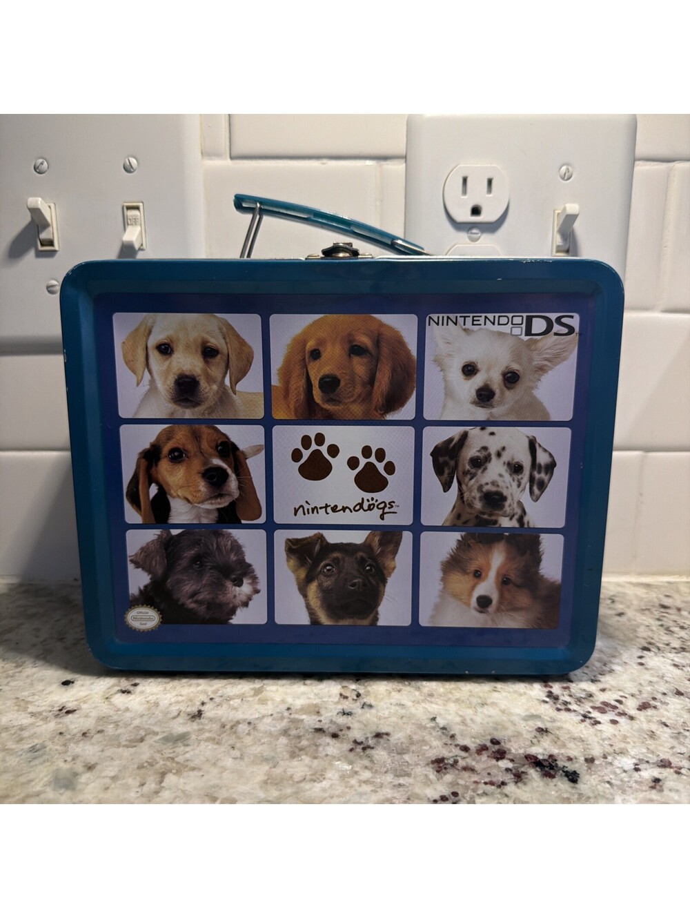 Dogs-Puppies Pictures.Full Size-Metal Lunchbox,With Nintendo Seal`